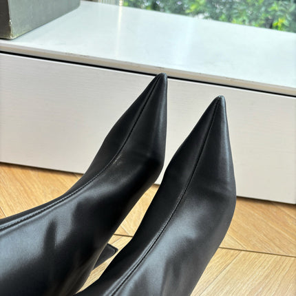 BALENCIAGA 25S HIGH BOOT IN BLACK EMBOSSED COW LEATHER