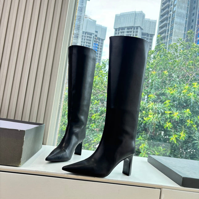 BALENCIAGA 25S HIGH BOOT IN BLACK EMBOSSED COW LEATHER