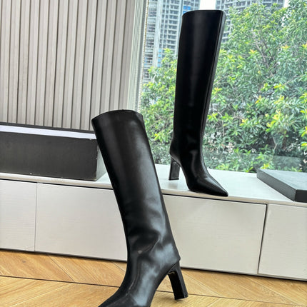 BALENCIAGA 25S HIGH BOOT IN BLACK EMBOSSED COW LEATHER