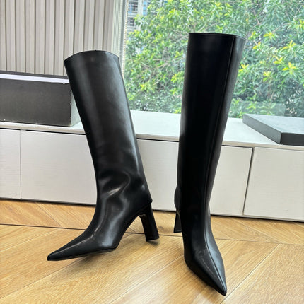 BALENCIAGA 25S HIGH BOOT IN BLACK EMBOSSED COW LEATHER