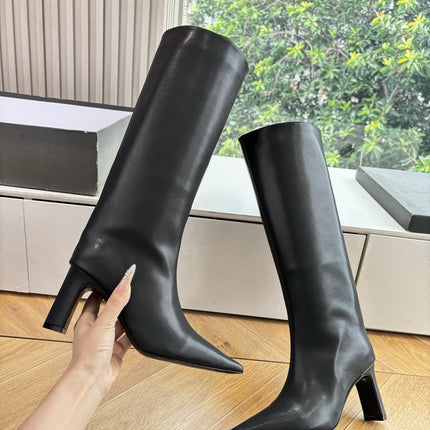 BALENCIAGA 25S HIGH BOOT IN BLACK EMBOSSED COW LEATHER