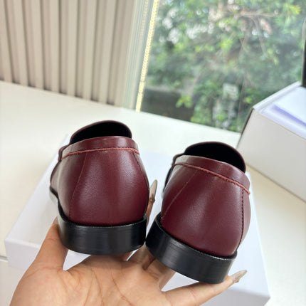 YSL 25S LOAFERS IN DARK RED LAMBSKIN