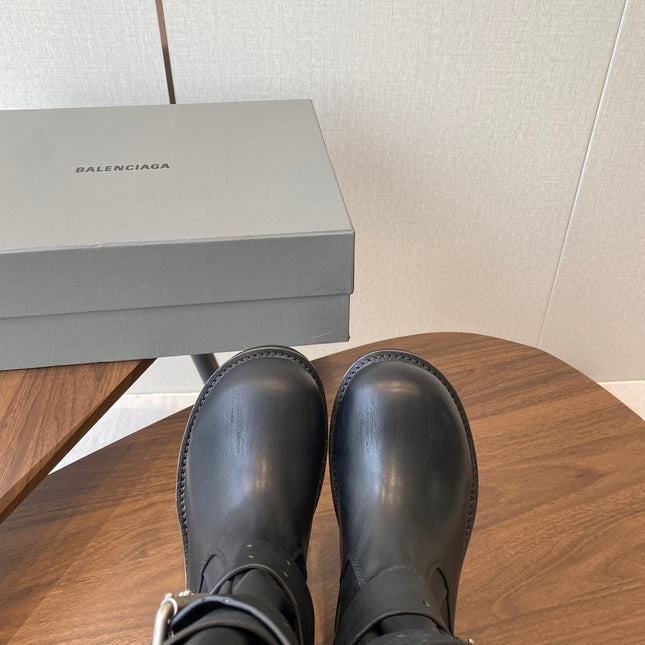 BALEN HIGH BUCKLE BOOTS IN BLACK CALFSKIN