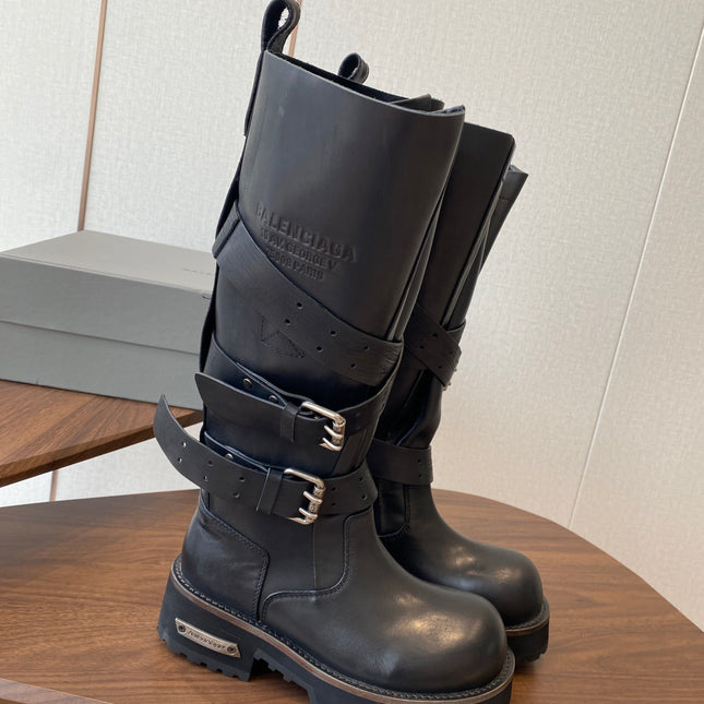 BALEN HIGH BUCKLE BOOTS IN BLACK CALFSKIN