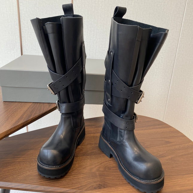 BALEN HIGH BUCKLE BOOTS IN BLACK CALFSKIN