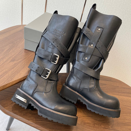 BALEN HIGH BUCKLE BOOTS IN BLACK CALFSKIN