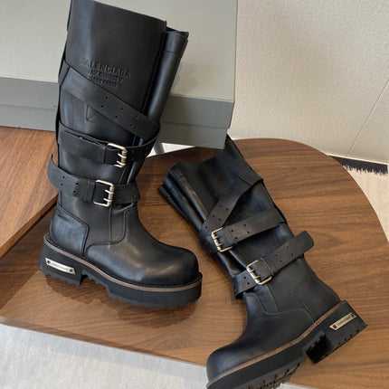 BALEN HIGH BUCKLE BOOTS IN BLACK CALFSKIN