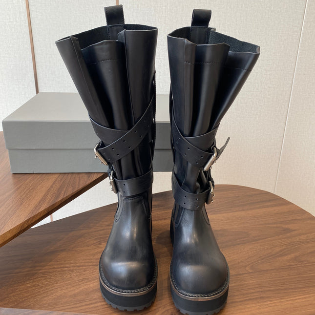 BALEN HIGH BUCKLE BOOTS IN BLACK CALFSKIN