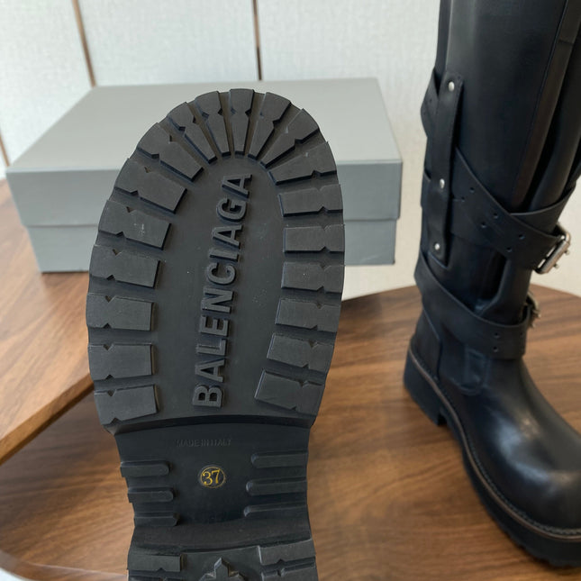 BALEN HIGH BUCKLE BOOTS IN BLACK CALFSKIN