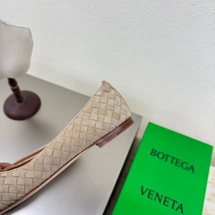 BALLET FLAT IN SAND BROWN INTRECCIATO SUEDE