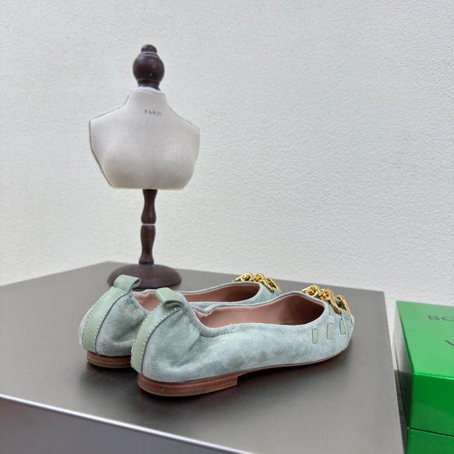 BALLET FLAT IN LIGHT BLUE SUEDE