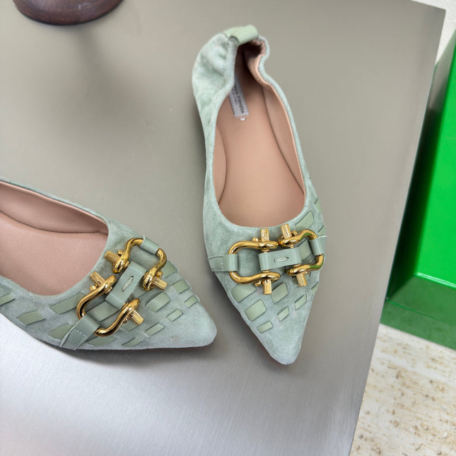 BALLET FLAT IN LIGHT BLUE SUEDE