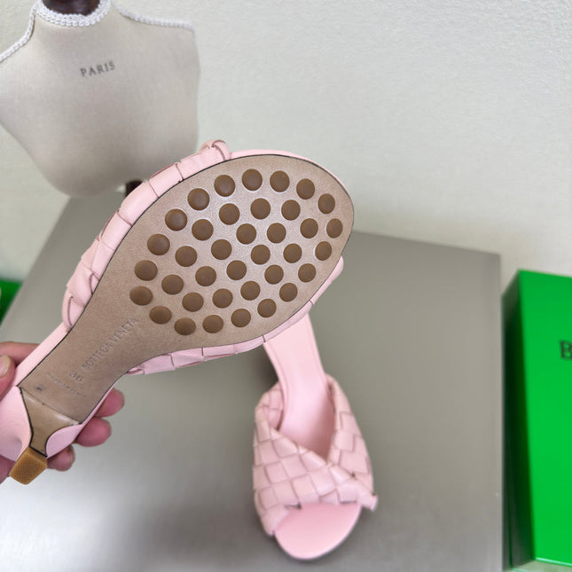 BLINK HIGH 5 CM MULE IN LIGHT PINK INTRECCIATO LEATHER