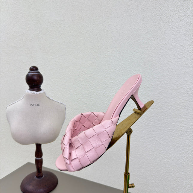BLINK HIGH 5 CM MULE IN LIGHT PINK INTRECCIATO LEATHER