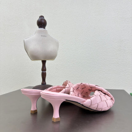 BLINK HIGH 5 CM MULE IN LIGHT PINK INTRECCIATO LEATHER