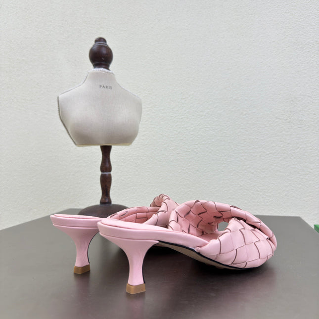 BLINK HIGH 5 CM MULE IN LIGHT PINK INTRECCIATO LEATHER