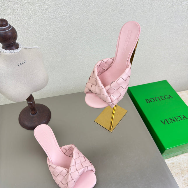 BLINK HIGH 5 CM MULE IN LIGHT PINK INTRECCIATO LEATHER