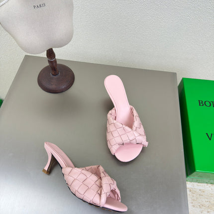 BLINK HIGH 5 CM MULE IN LIGHT PINK INTRECCIATO LEATHER