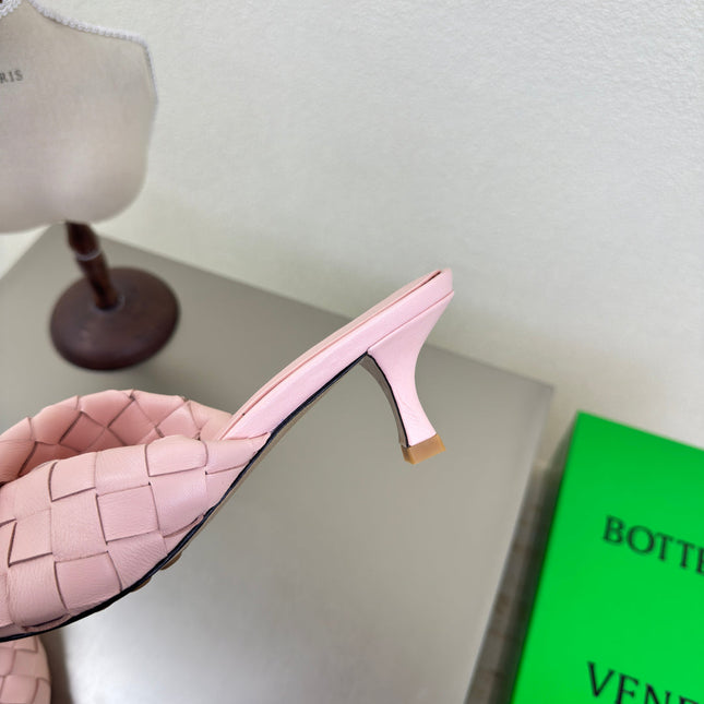 BLINK HIGH 5 CM MULE IN LIGHT PINK INTRECCIATO LEATHER