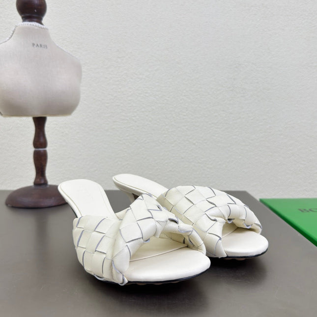 BLINK HIGH 5 CM MULE IN WHITE INTRECCIATO LEATHER