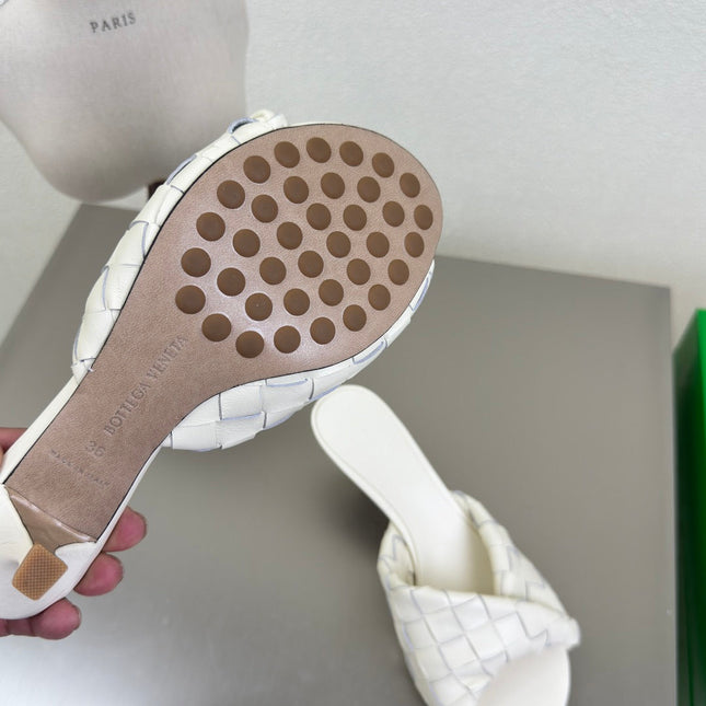 BLINK HIGH 5 CM MULE IN WHITE INTRECCIATO LEATHER