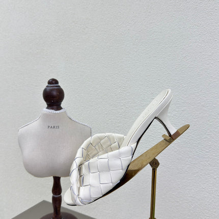 BLINK HIGH 5 CM MULE IN WHITE INTRECCIATO LEATHER