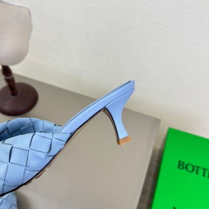 BLINK HIGH 5 CM MULE IN CERULEAN BLUE INTRECCIATO LEATHER