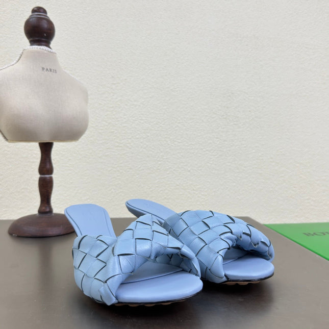 BLINK HIGH 5 CM MULE IN CERULEAN BLUE INTRECCIATO LEATHER