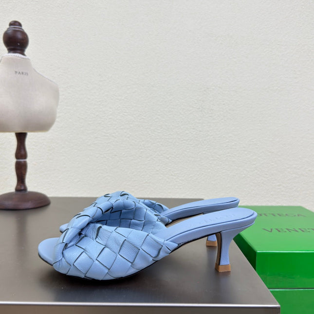 BLINK HIGH 5 CM MULE IN CERULEAN BLUE INTRECCIATO LEATHER