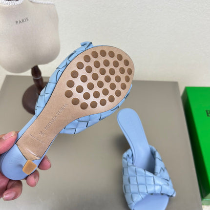 BLINK HIGH 5 CM MULE IN CERULEAN BLUE INTRECCIATO LEATHER