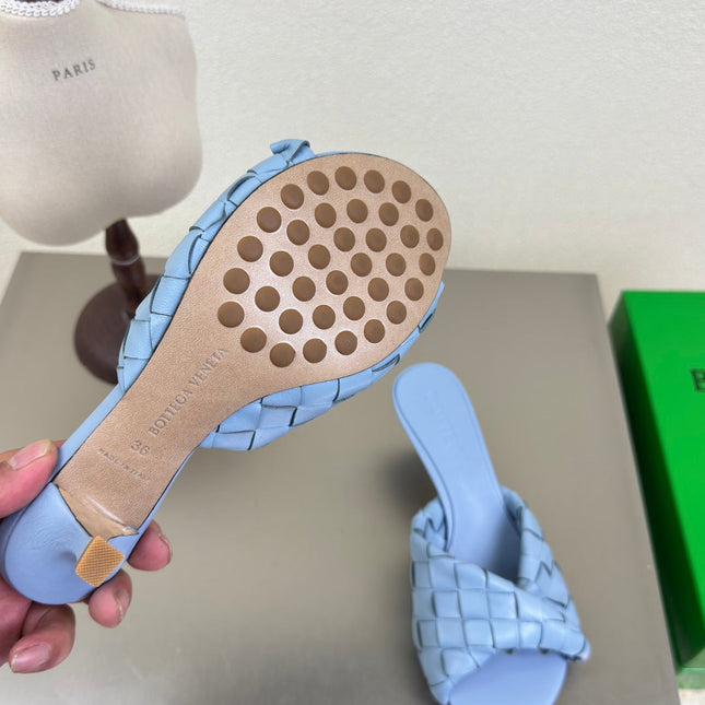 BLINK HIGH 5 CM MULE IN CERULEAN BLUE INTRECCIATO LEATHER