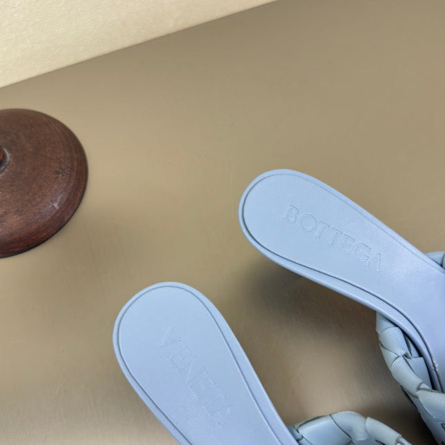 BLINK HIGH 5 CM MULE IN CERULEAN BLUE INTRECCIATO LEATHER