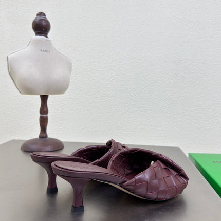 BLINK HIGH 5 CM MULE IN MAHOGANY RED INTRECCIATO LEATHER