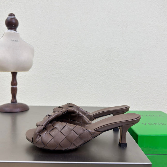 BLINK HIGH 5 CM MULE IN CAROB BROWN INTRECCIATO LEATHER