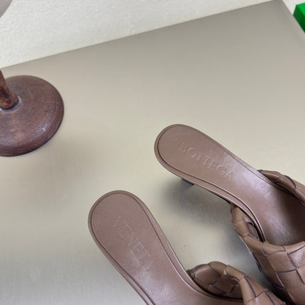 BLINK HIGH 5 CM MULE IN CAROB BROWN INTRECCIATO LEATHER