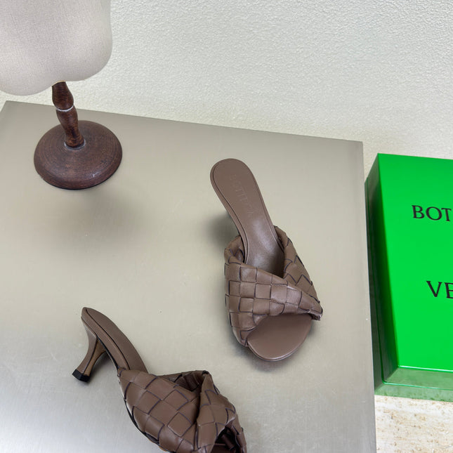 BLINK HIGH 5 CM MULE IN CAROB BROWN INTRECCIATO LEATHER