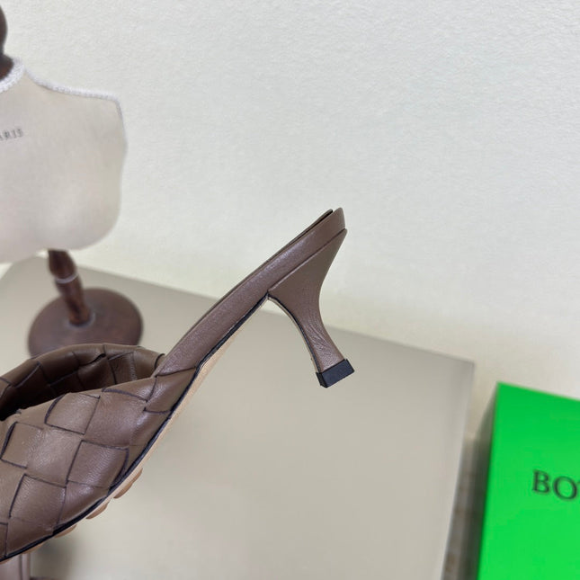 BLINK HIGH 5 CM MULE IN CAROB BROWN INTRECCIATO LEATHER