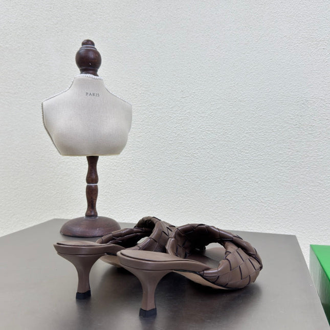 BLINK HIGH 5 CM MULE IN CAROB BROWN INTRECCIATO LEATHER