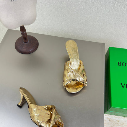 BLINK HIGH 5 CM MULE IN GOLD INTRECCIATO LEATHER