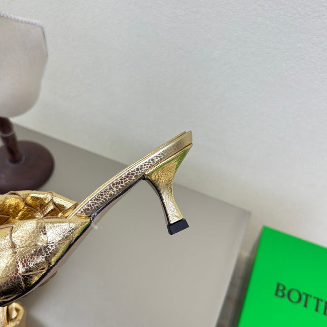 BLINK HIGH 5 CM MULE IN GOLD INTRECCIATO LEATHER