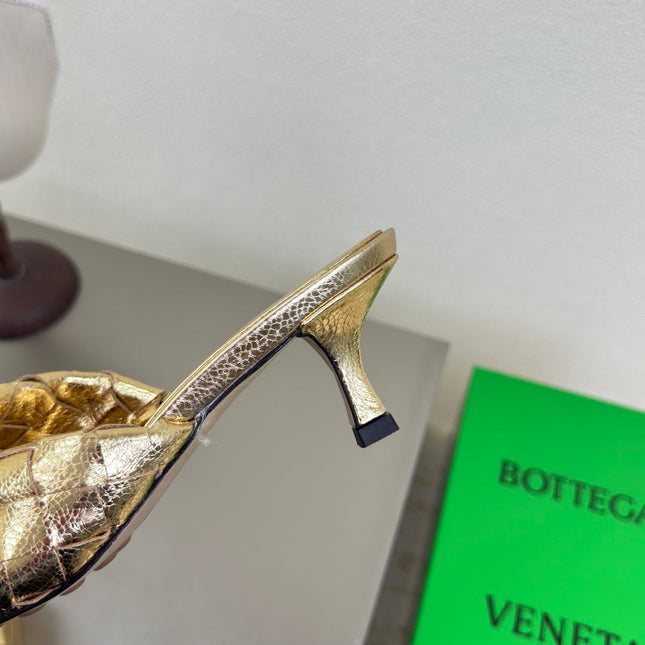 BLINK HIGH 5 CM MULE IN GOLD INTRECCIATO LEATHER