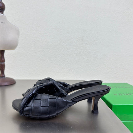 BLINK HIGH 5 CM MULE IN BLACK INTRECCIATO LEATHER