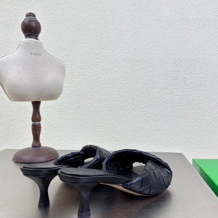 BLINK HIGH 5 CM MULE IN BLACK INTRECCIATO LEATHER