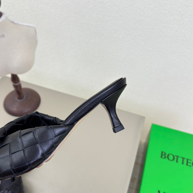 BLINK HIGH 5 CM MULE IN BLACK INTRECCIATO LEATHER