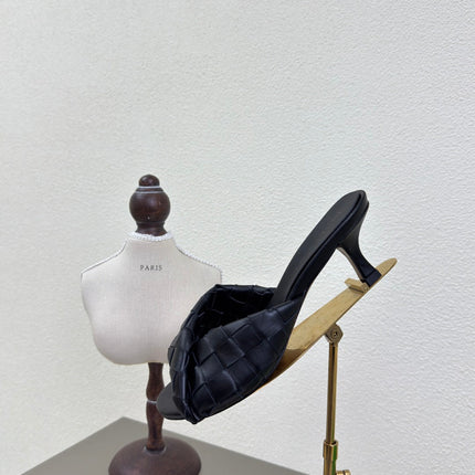 BLINK HIGH 5 CM MULE IN BLACK INTRECCIATO LEATHER