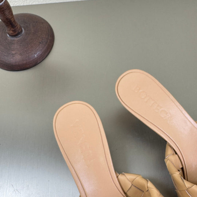 BLINK HIGH 5 CM MULE IN BUFF BEIGE INTRECCIATO LEATHER