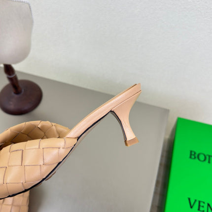 BLINK HIGH 5 CM MULE IN BUFF BEIGE INTRECCIATO LEATHER