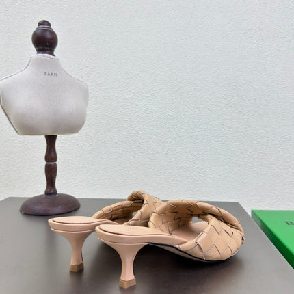 BLINK HIGH 5 CM MULE IN BUFF BEIGE INTRECCIATO LEATHER