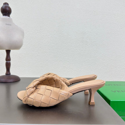 BLINK HIGH 5 CM MULE IN BUFF BEIGE INTRECCIATO LEATHER