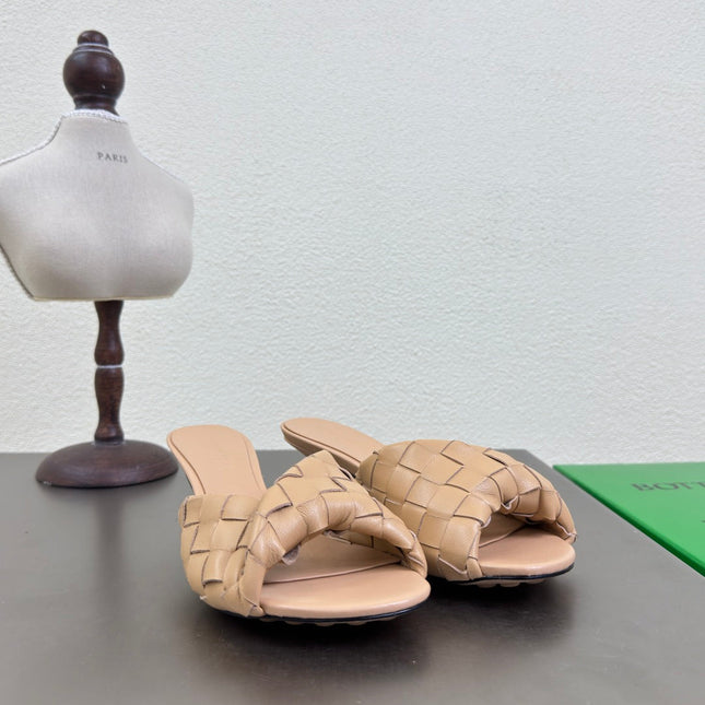 BLINK HIGH 5 CM MULE IN BUFF BEIGE INTRECCIATO LEATHER